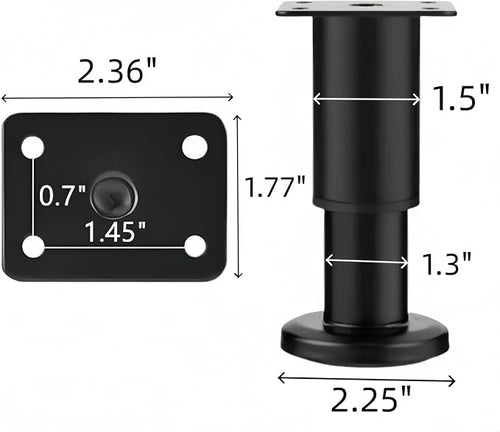 4PCS Adjustable 3.1-4.7 Inch Metal Furniture Legs Black Furniture Replacement - Image 2