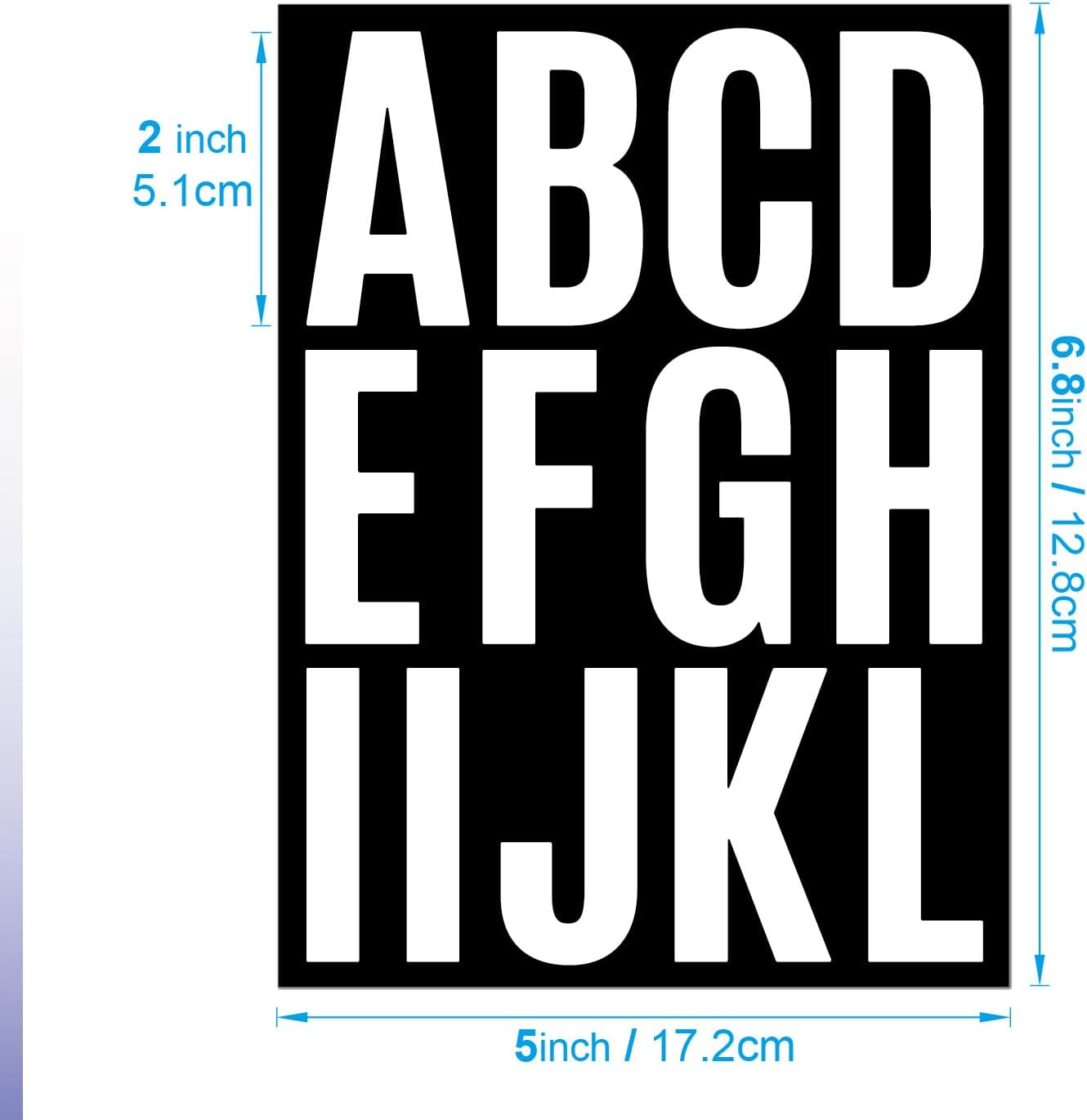 318PCS Vinyl Letter Stickers for Mailbox, 2 Inch Alphabet Numbers for House, Door, Scrapbook, Sign, Name, Classroom Decor Waterproof self Adhesive (White)