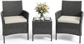 3PCS Outdoor Patio Bistro Set, PE Rattan Wicker Armchairs by Garvee