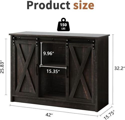 4 EVER WINNER 42" Farmhouse Coffee Bar Cabinet, Buffet Cabinet - Image 2