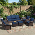 8 Piece Patio Wicker Conversation Set, All-Weather Use Outdoor Wicker Sofa by Qsoer