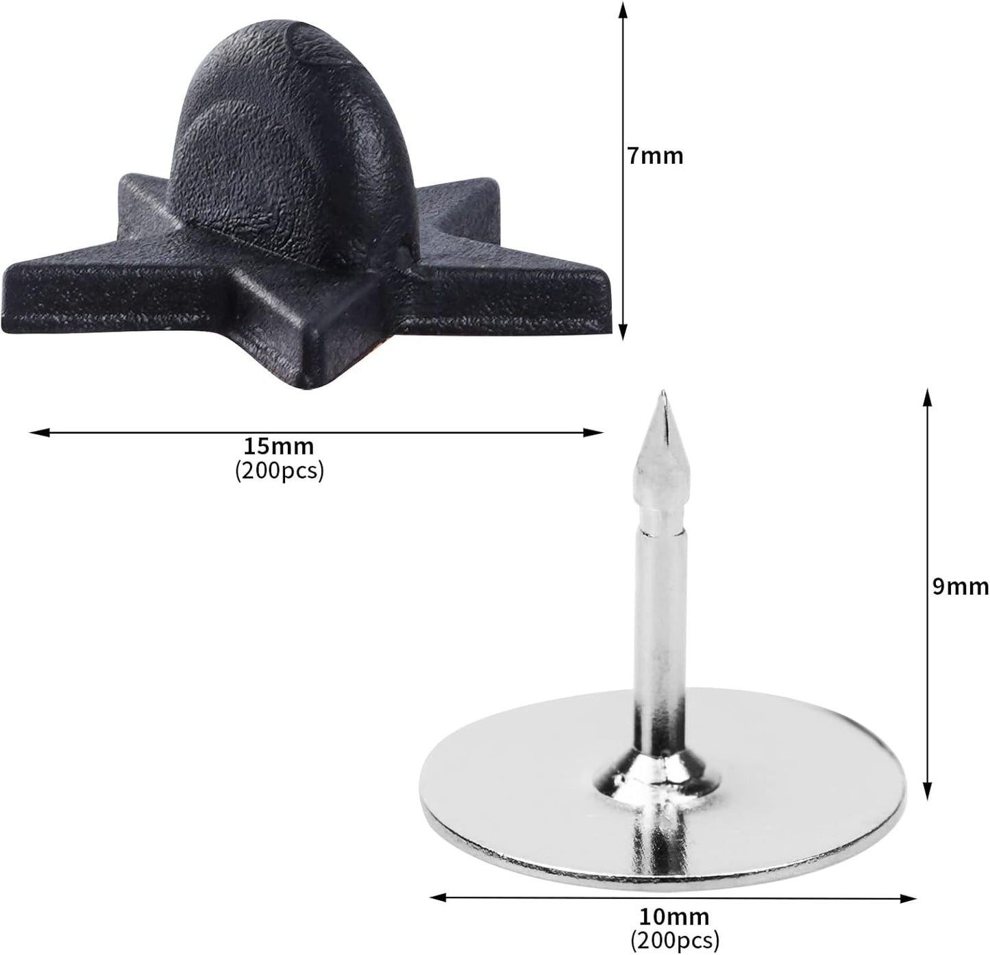 200pcs Black Rubber Pin Backs with 200pcs Blank Pins Star Shape Butterfly Clutch Tie Tacks Backings Pin Holder Keepers for Lapel Pins DIY Accessory