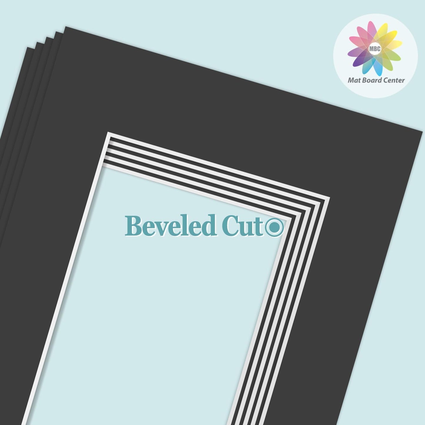 MBC MAT BOARD CENTER, 5 Pack 4x6 for 3x5 Black Picture Mats Frame Mattes, Bevel Cut, Acid Free, 4-ply Thickness
