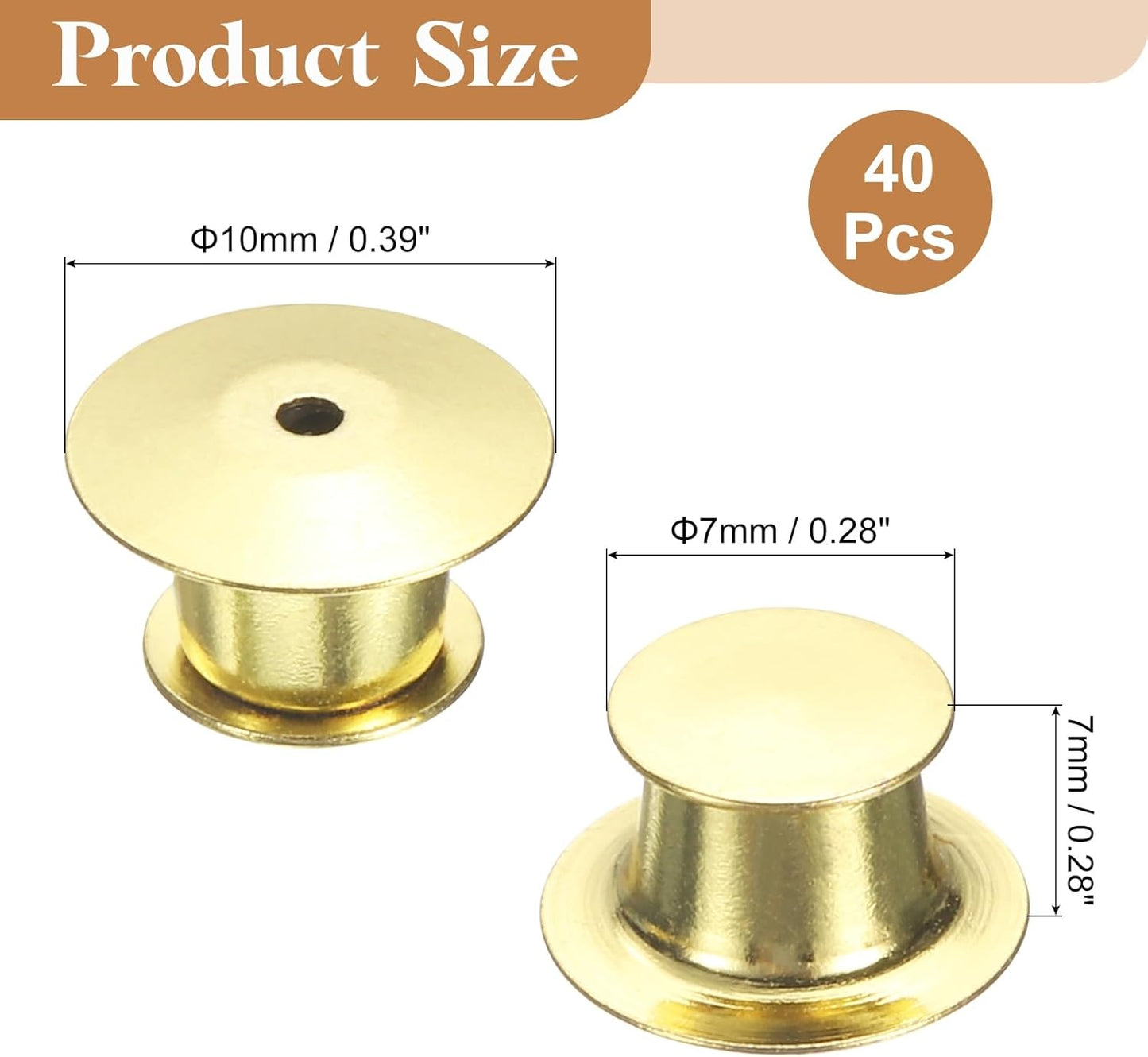 uxcell 40Pcs Metal Locking Pin Backs, Pin Keepers Locking Clasp Flat Head Clamp Needle Back Lock for DIY Brooch Crafts Badges Enamel Lapel, Gold