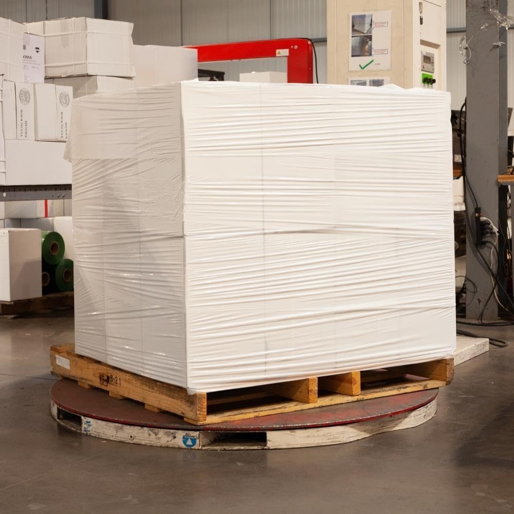 PSBM White Stretch Wrap, 15 Inch x 1476 Feet, 4 Pack, Tinted Pre-Stretched Shrink Wrap Film for Moving, Packaging, Pallet Wrapping