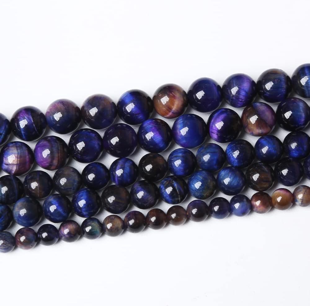 48pcs 8mm AAA Natural Tiger Eye Stone Beads Gemstone Round Spacer Loose Beads for Jewelry Making DIY Bracelet,Necklace