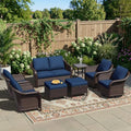 8 Piece Patio Wicker Conversation Set, All-Weather Use Outdoor Wicker Loveseat by Qsoer