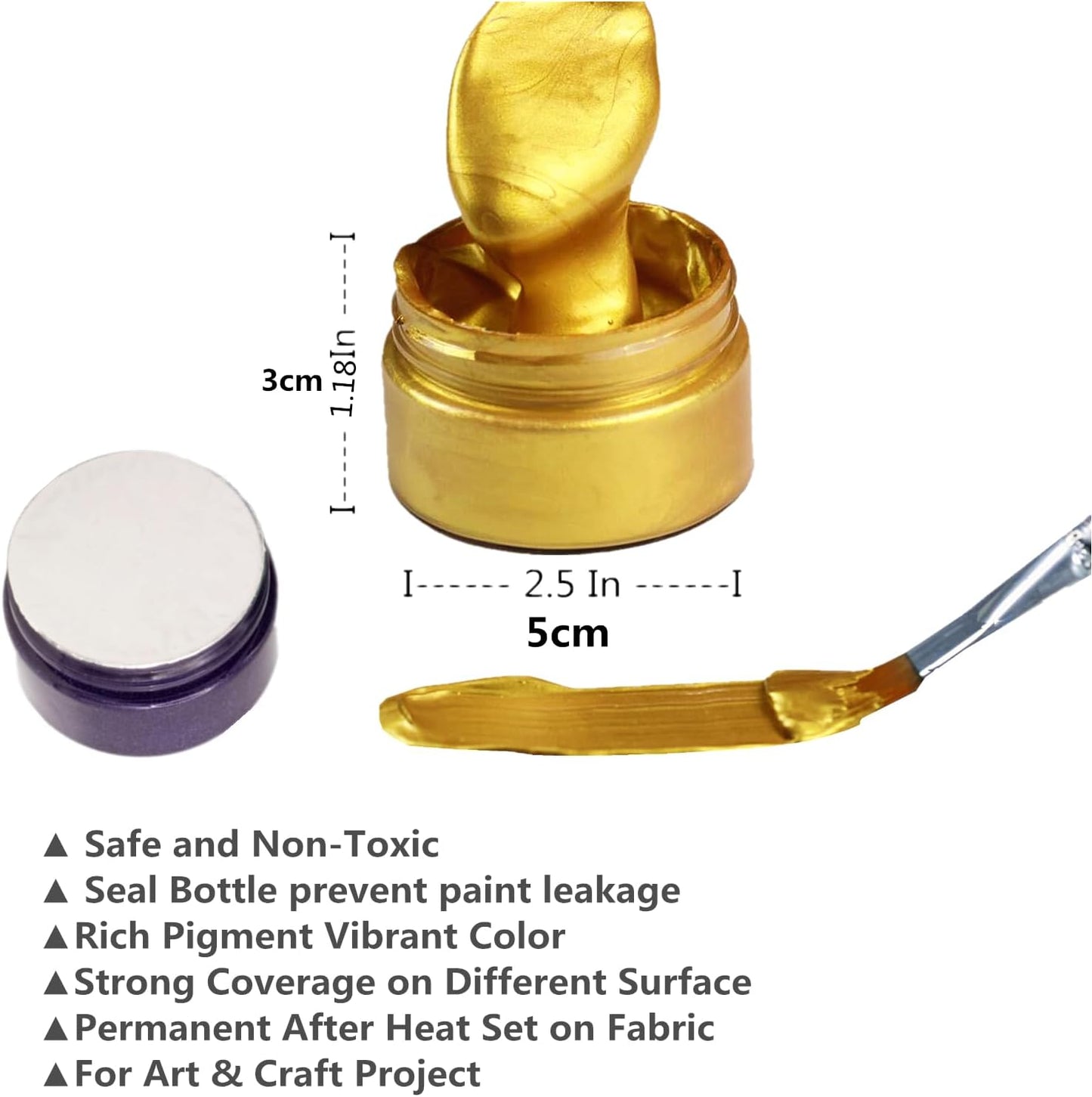 Shimmer Metallic Acrylic Paint Metallic Chalk Paste 1.7oz/50ml Deep Gold, Ideal for Wood/T-Shirts/Glass/Stone, DIY Crafts Projects Glitter Pearlescent Golden Pigment Suitable for Beginners Artists