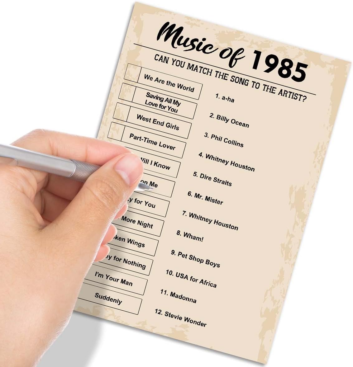 QUPT 40th Birthday Party Games, Music of 1985 Games, Birthday Party Supplies for Adults, Fun 1985s Party Game，Pack of 30 Cards