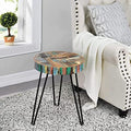 Rustic Multi Color Reclaimed Wood Side Table 15"x15"x20"H Round by Warmaxx-warmhomesweetdream