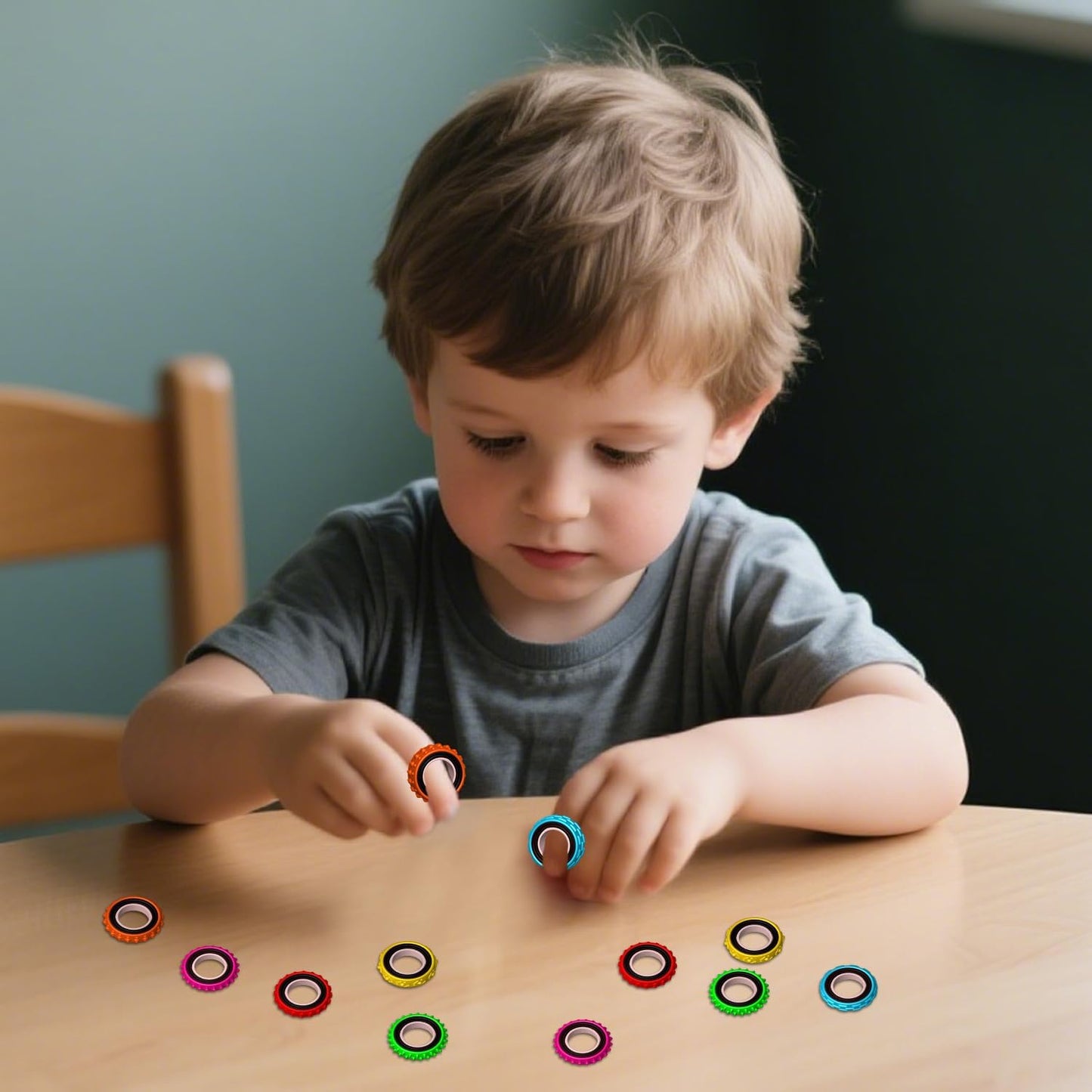 Fidget Toys Sensory Ring for Kids, Finger Spinner Rings Quiet Finger Spinne Fun Fidgets for Student Classroom Prize Stocking Stuffers (24PCS)