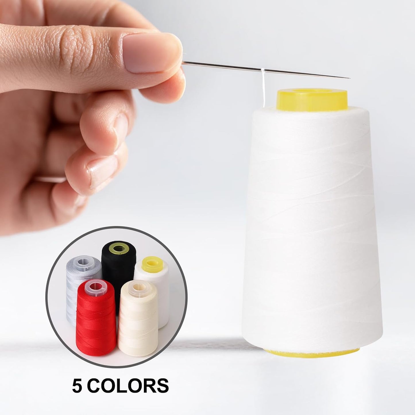 Sewing Thread Cone Set, 2 Pack Serger Thread, 3000 Yards Each, All Purpose Thread for Sewing, Quilting, Machines, Overlock, Merrow & Hand Embroidery (Black*2)
