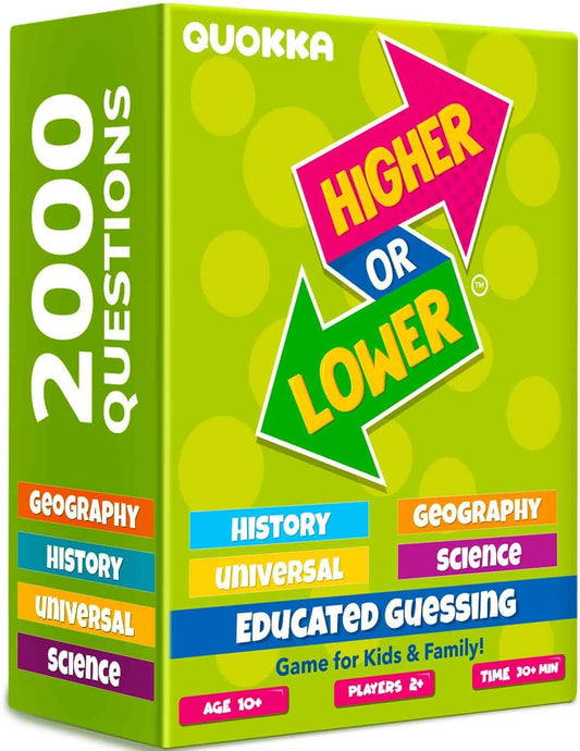 QUOKKA Trivia Board Games for Kids and Adults V2.0 - Family Night Board Game Cards 4xSet to Guess Fun Questions | Easy to Learn | 2 + Players - Challenge History, Science, Geography & More