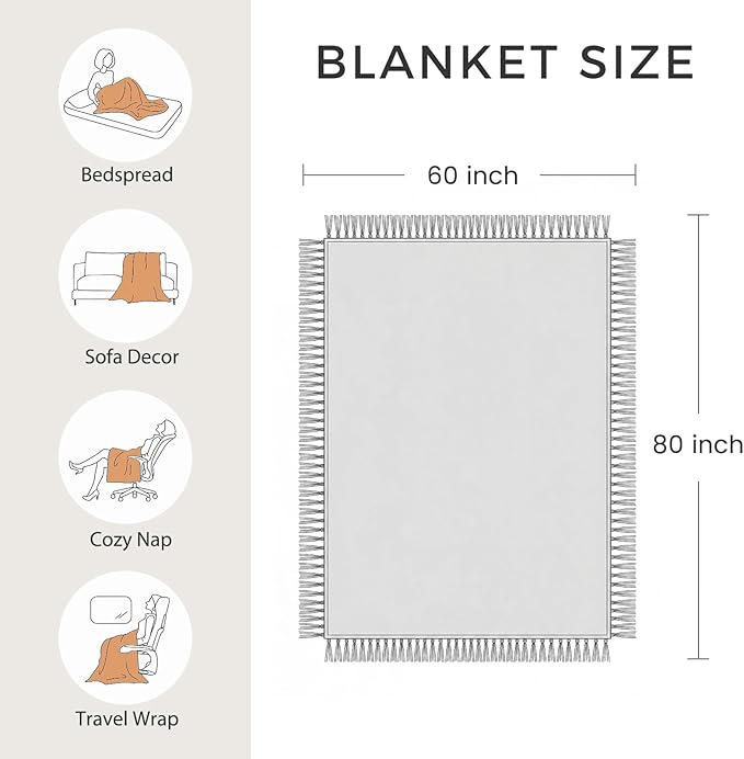 LUTBM Boho Throw Blanket for Bed 100% Cotton Ultra Soft Rustic Quilt Summer - Image 8