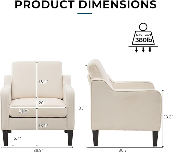 VINGLI Mid Century Modern Accent Chair, Waiting Room - Image 2