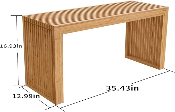 APRTAT Bamboo Dining Bench, 35 inch Farmhouse Decor Indoor Kitchen Table Bench - Image 3