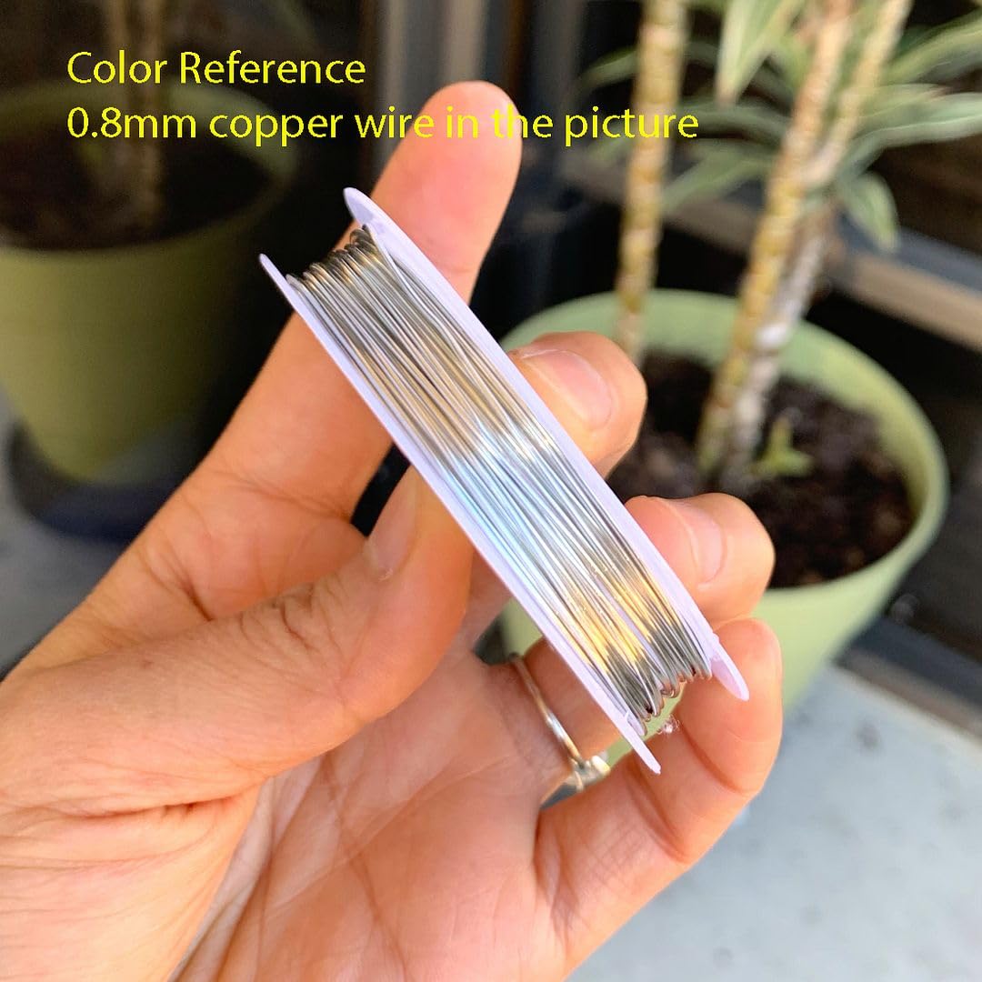 Adabele 131 Feet Premium Tarnish Resistant Round Jewelry Wire Copper Beading Wire Spool Bulk (0.8mm/20 Gauge) Sterling Silver Plated for DIY Craft Jewelry Making BF285-8