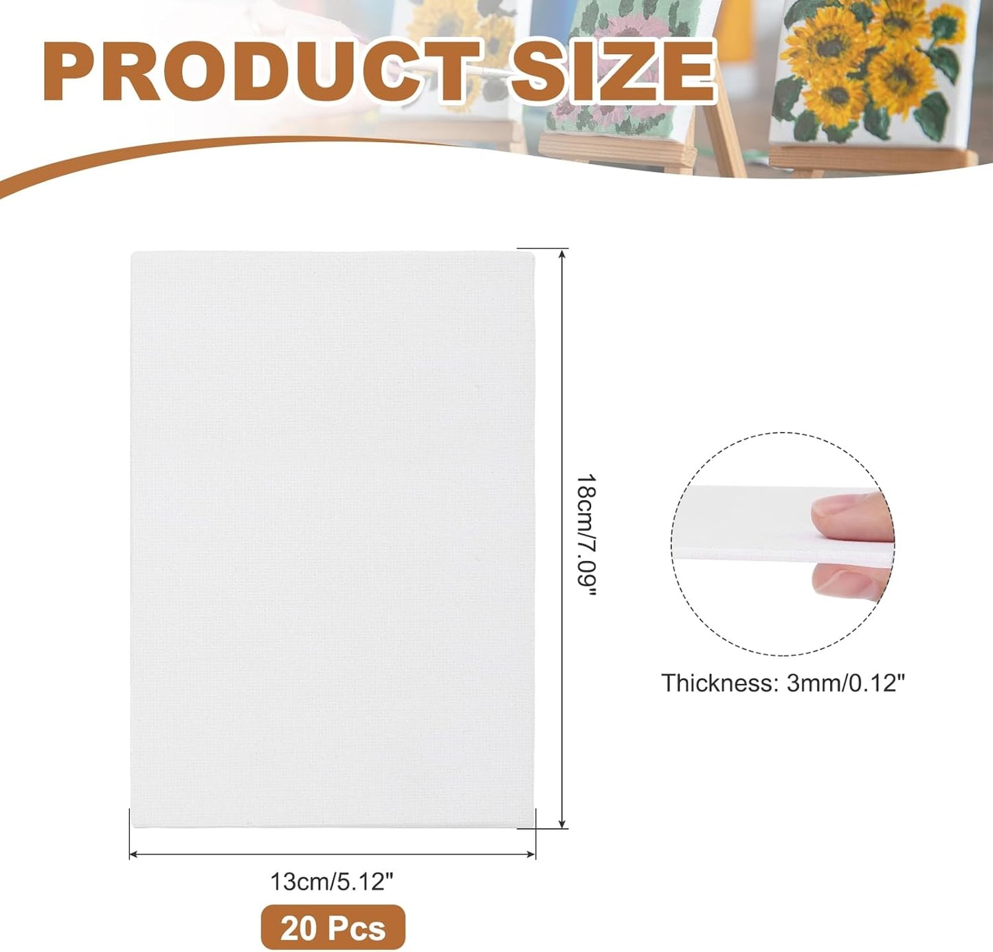 MECCANIXITY Canvas Boards for Painting, 5x7 Cotton Blank Primed Art Canvas Panels Acid-Free for Painting Supplies Oil Acrylic Tempera Watercolor Pouring Paint Artists(White, Pack of 20)