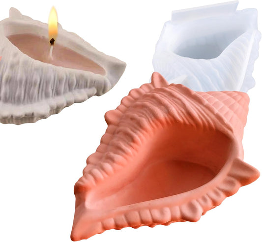 Wehous Large Conch Silicone Mold Unique Conch Shaped Tray Resin Concrete Mold 3D Candle Vessels Trinket Holder Container Epoxy Mold Marine Shell Storage Tray Casting Clay Craft Mould DIY Home Decor
