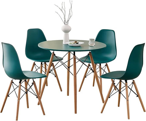 5-Piece Round Dining Table Set, Small 31.5" Kitchen Table Chairs Set of 4 Space by LECAFURHL