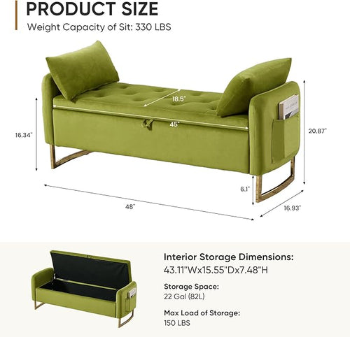 48" End of Bed Bench, Modern Storage Benches - Image 2
