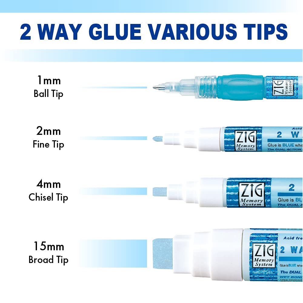 Zig Kuretake 2 Way Glue Stick Pen, Board Tip,15mm Tip, AP-Certified, Made in Japan