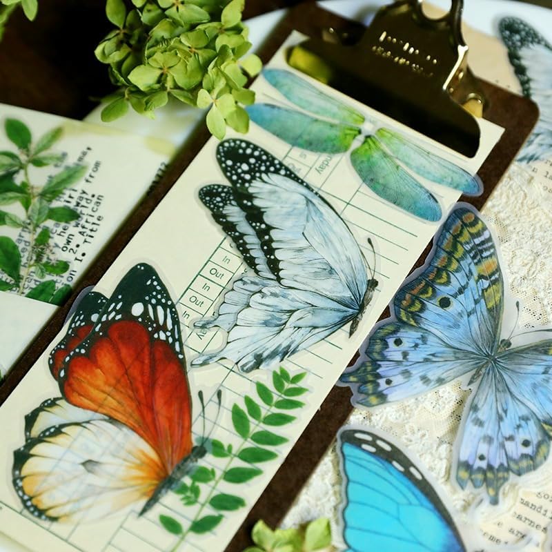 Vintage Vellum Stickers Floral Plants Elements Scrapbooking Supplies Flowers Botanic Natural Translucent Paper Self-Adhesive Junk-Journal Items (Tropical Plants)