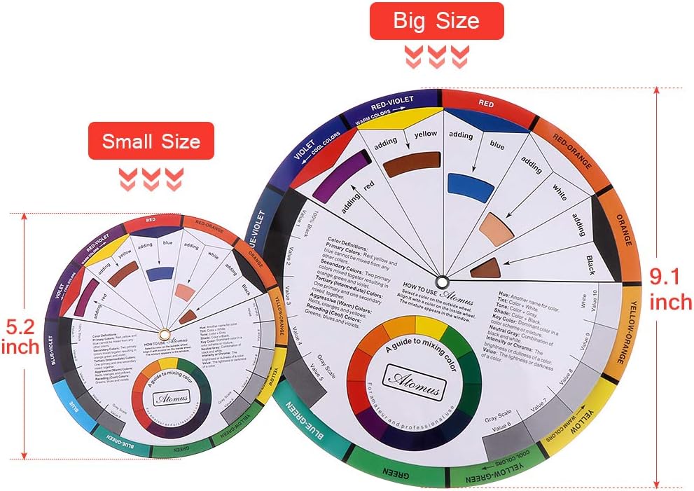Pocket Color Wheel, Paint Mixing Learning Guide Art Class Teaching Tool for Makeup Blending Board Chart Color Mixed Guide Mix Colors