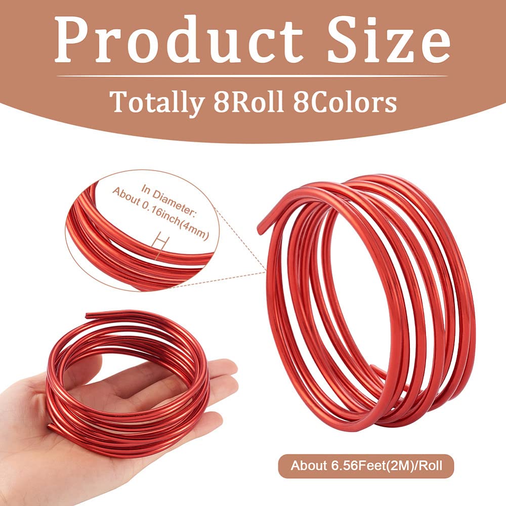 Fashewelry 52 Feet 6 Gauge Aluminum Wire 8 Colors Bendable Metal Sculpting Wire for Jewelry Craft, Dolls Skeleton, Wall Sculpting, Garden Decor