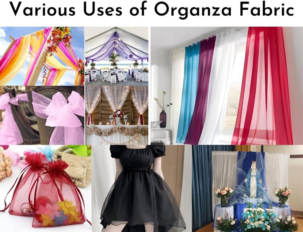 Fynite Navy Blue Organza Fabric by The Yard | 1 Yard Long | 44" Wide | Bridal Soft Sheer Organza Tulle for DIY Wedding Dress Fashion Craft Decorations