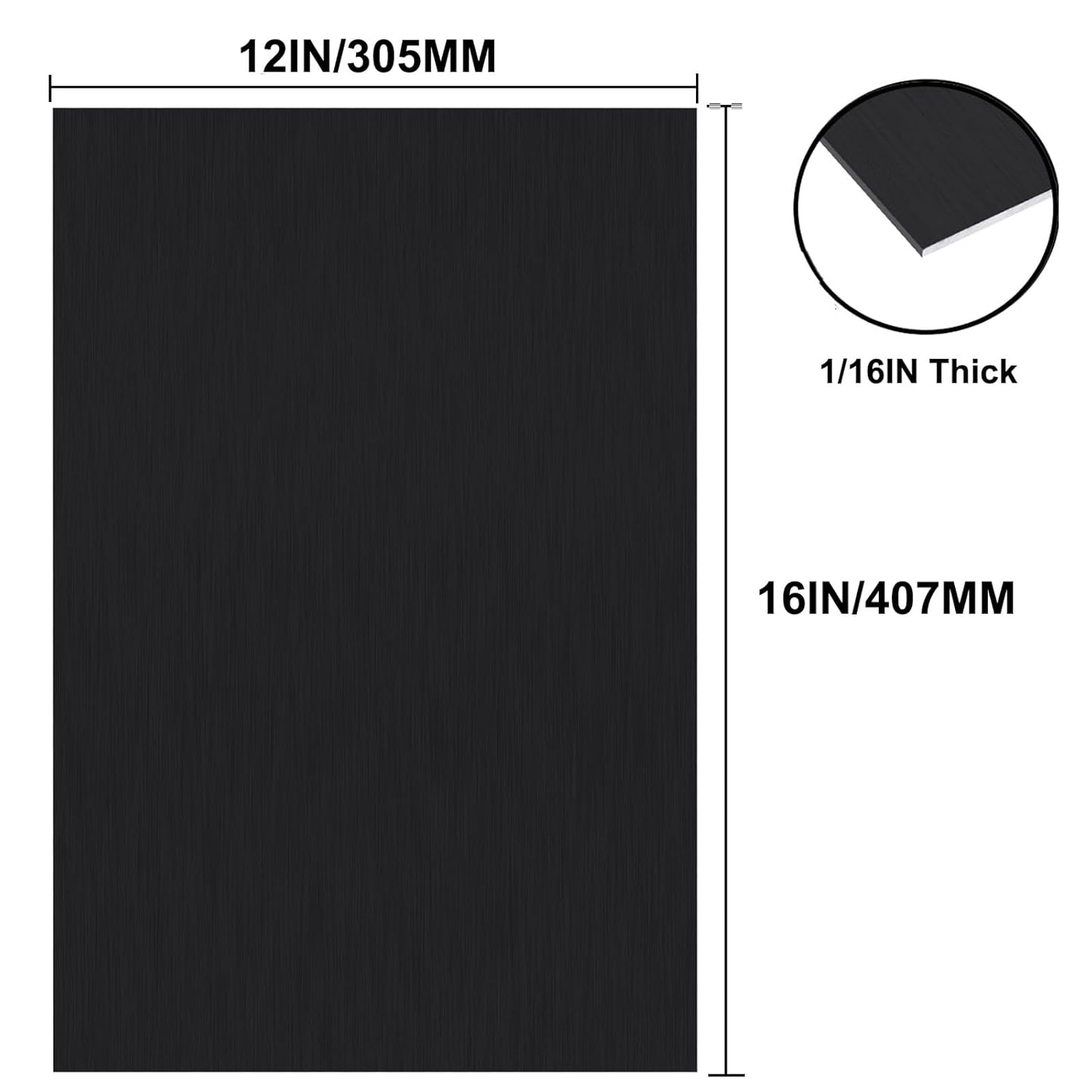 Anodized Aluminum Sheet Metal 12 x 16 x 1/16 Inch Black Metal Plates for Laser Engraving 1.50MM Thin Decorative Sheets for Crafting, House Decoration
