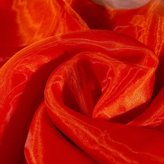 Fynite Orange Organza Fabric by The Yard | 5 Yard Long | 44" Wide | Bridal Soft Sheer Organza Tulle for DIY Wedding Dress Fashion Craft Decorations