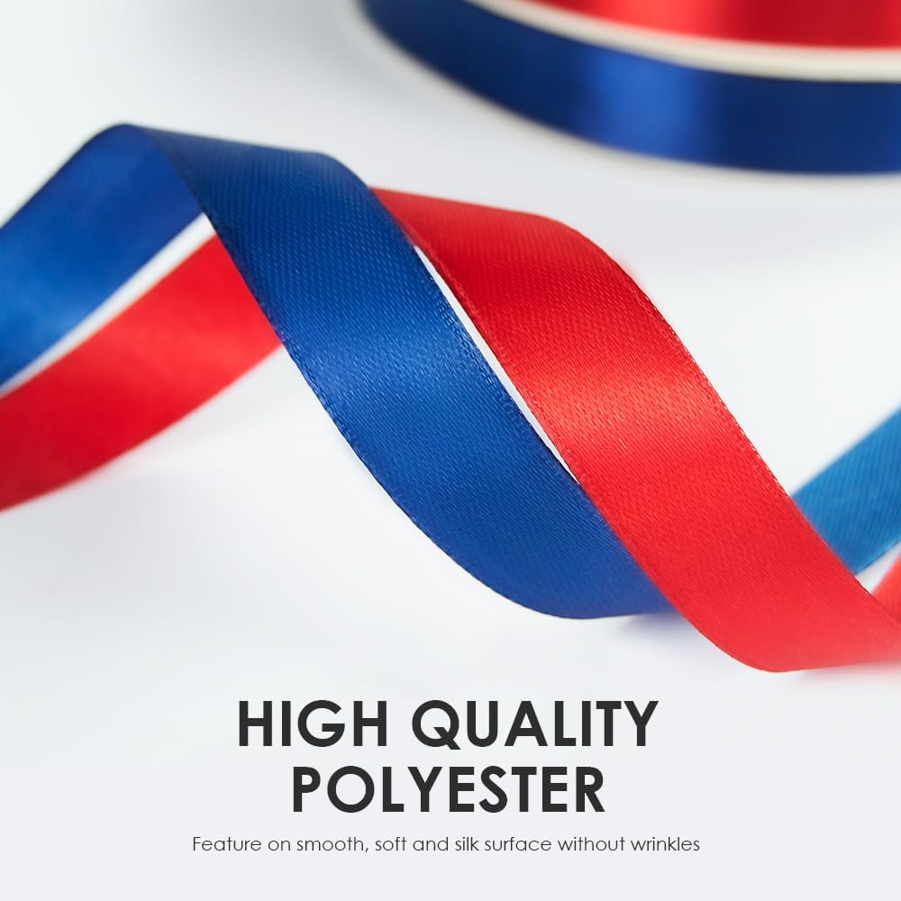 1" Wide x 100 Yards Single Face Polyester Satin Ribbon, Satin Ribbon for Crafts, Gift, Hair Bows, Wedding Party Decoration, Bow Making & Other Projects (Royal Blue)