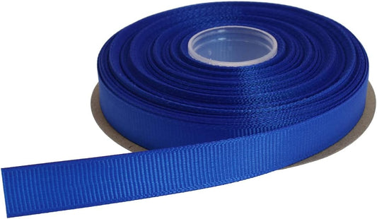 Solid Grosgrain Ribbon 25 Yard Each Roll 100% Polyester Woven Edge (3/8", Royal Blue)