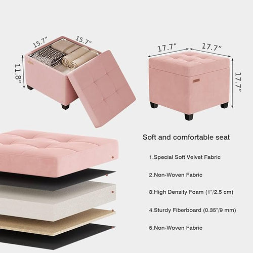 ABHENG 17.7 inches Velvet turfed Ottomans Cube - Image 2