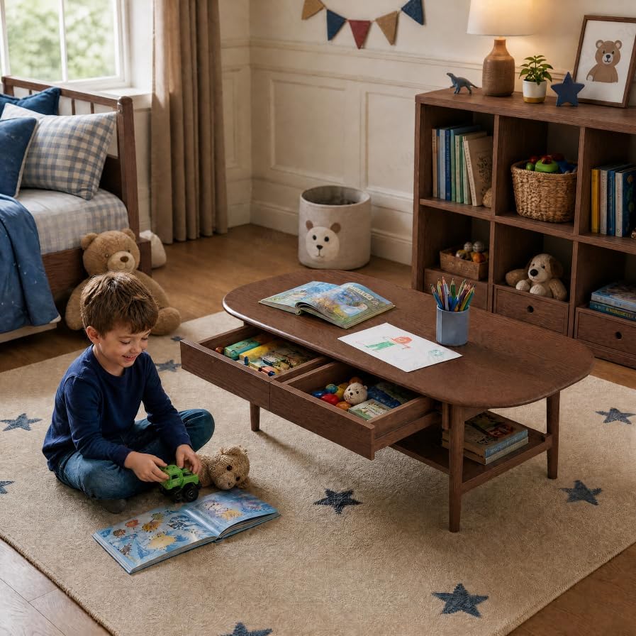100% Solid Oak Wood Coffee Table - Image 5