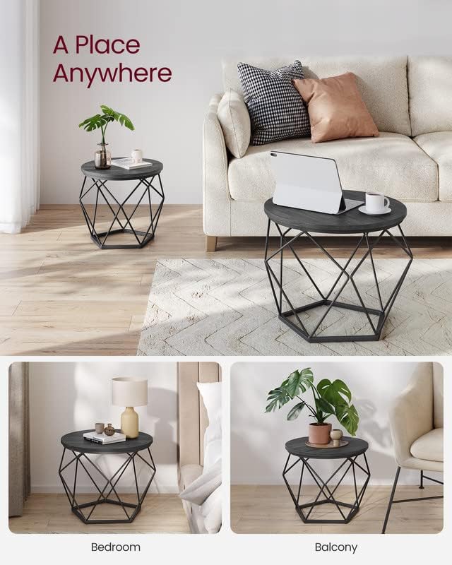 VASAGLE Small Round Coffee Table Set of 2, - Image 4