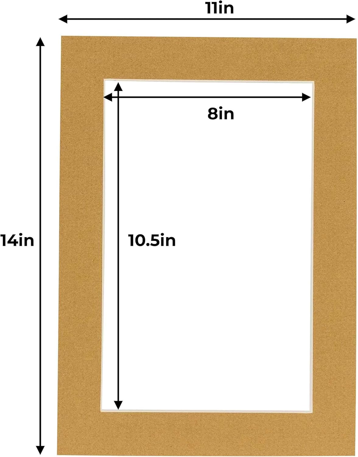 11x14 Mat for 8.5x11 Photo - Precut Rattan Beige Picture Matboard for Frames 11 x 14 Inches - Bevel Cut to Display Art 8.5 x 11 Inches - Acid Free Pack of 25 MATS with Backing Boards & Clear Bags