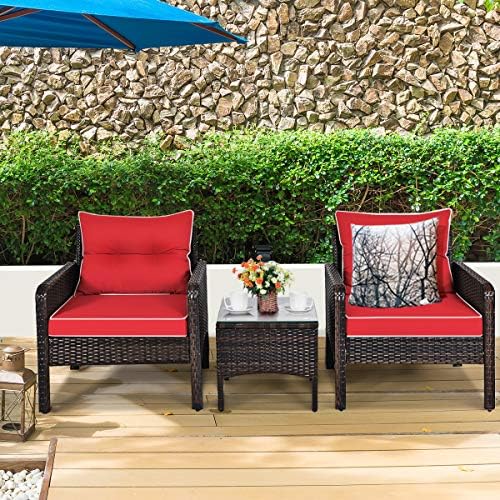 Tangkula 3 Piece Outdoor Patio Furniture Set, Wicker Chairs Set - Image 3