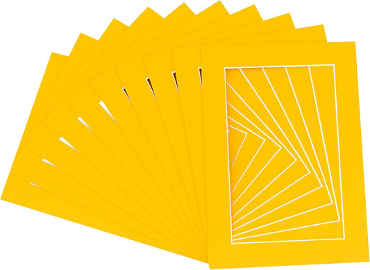 Pack of 25 Acid Free 11x14 Mats Bevel Cut for 8.5x11 Photos - Golden Orange Precut Matboards For Pictures, Photos, Framing - 4-ply Thickness