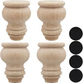 3" Tall Solid Wood Furniture Legs Unfinished Bun Feet by Btibpse