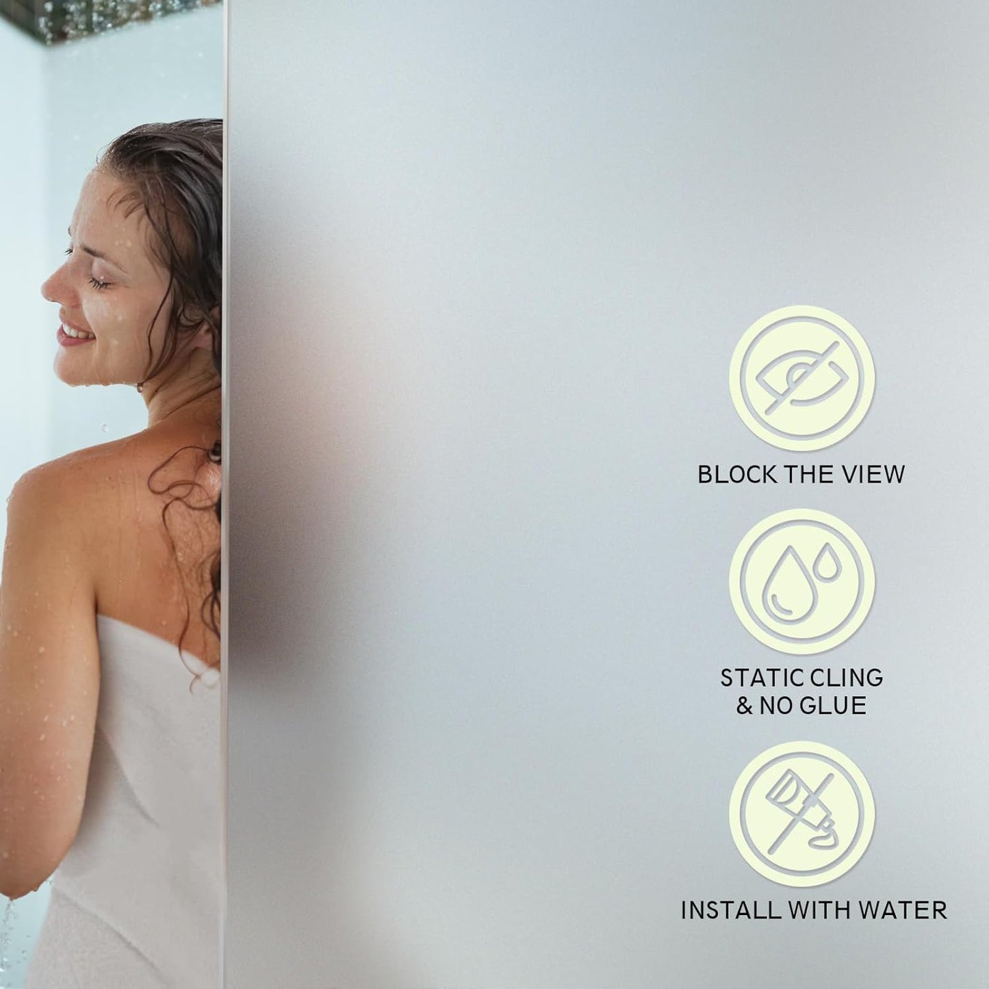 Frosted Glass Window Privacy Film - UV Sun Blocking Heat Control, Static Cling Removable & Reusable for Home, Bathroom, and Office (Frosted 45.2 Inch x 13.1 Feet)