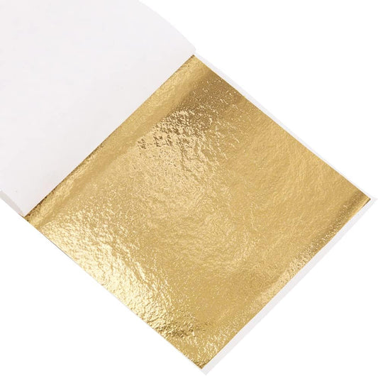 KINNO Gold Foil Leaf Sheets - Imitation Metal Leaf Papers 5.1" by 5.3" Multipurpose for Arts, Slime, Handcrafts, Gilding, Nail Arts, Decorations (200 Sheets, Loose)