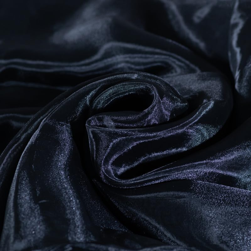 Fynite Black Organza Fabric by The Yard | 1 Yard Long | 44" Wide | Bridal Soft Sheer Organza Tulle for DIY Wedding Dress Fashion Craft Decorations