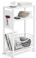 Skinny Side Table with Storage, 3 Tier Slim Side Tables by Zexvida