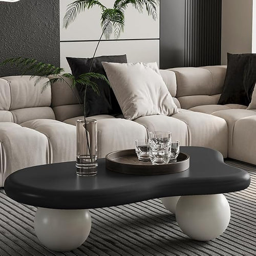 40” Cloud Coffee Table with 3 Ball Legs, Modern Irregular Center Table by BSYEIO