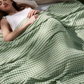 Bedsure Cooling Waffle Blanket for Hot Sleeper, Sage Green, King 104" X 90" by BEDSURE