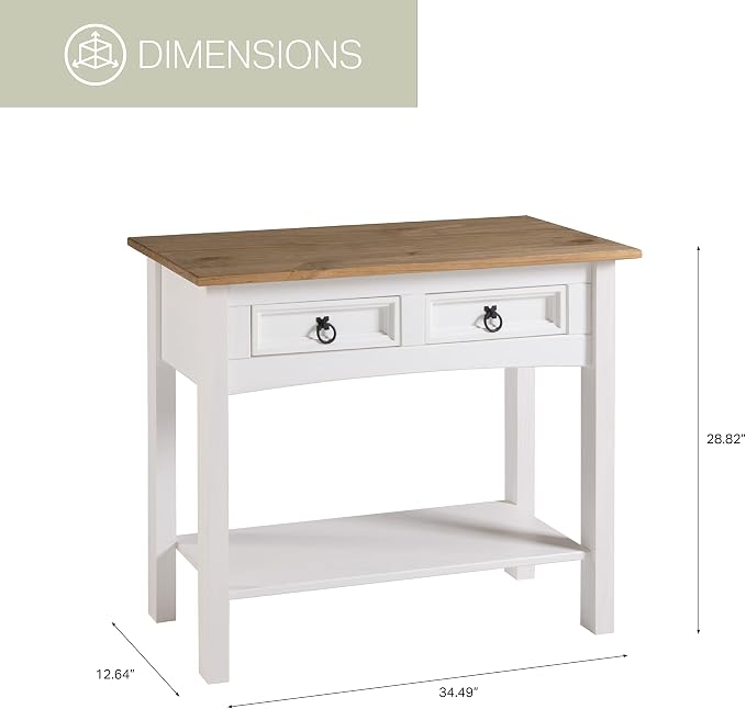 OS Home and Office Furniture Cottage Series Wood Hall Table in Corona Snow - Image 3
