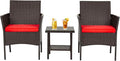 FDW | 3-Piece Patio Furniture Set | Brown & Red | Outdoor Wicker Furniture by FDW