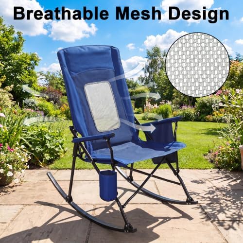Romswi 2 Pack Folding Rocking Camping Chairs - Image 4
